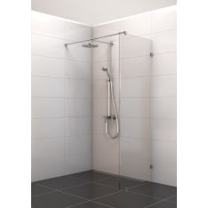 Stocksund 70x200 cm, chrome parts and chrome side support fixed shower screen