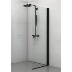 Stocksund 75x195 cm kirkas, mustat metalliosat kääntyvä suihkuseinä