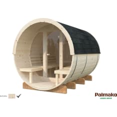 Palmako Anita 1,6+0,7 m2 lasiseinällä tynnyrisauna