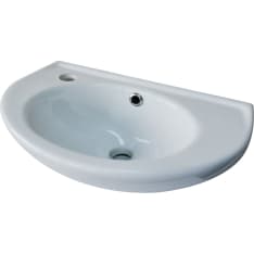 Aqualine 45 cm hana-aukko  vasemmalla, valkoinen pesuallas