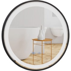 Aqualine Ø 60 cm huurteenesto musta LED valopeili