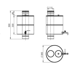 Heatup musta 115mm 19l piippusäiliö