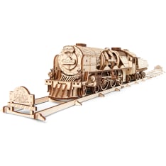 UGears V-Express Steam Train With Tender steam train miniature model