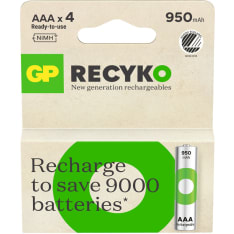 GP ReCyko 950mAh 4kpl ladattava AAA paristo