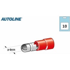 Autoline 4mm 10kpl punainen uros pyöröliitin