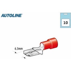 Autoline 6,3mm 10kpl punainen uros lattaliitin