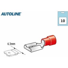 Autoline 6,3mm 10kpl punainen naaras lattaliitin