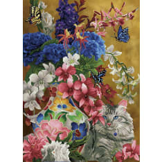 Diamond Dotz Gilded Cat & Flowers 52,00 x 72,00 cm diamond work