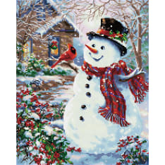 Diamond Dotz Snowman Feathered Friend 50x62cm diamond work
