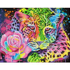 Diamond Dotz Neon Rainbow Leopard 35x45cm timanttityö