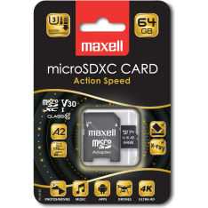 Maxell Action Speed Micro SDXC Fast 64GB muistikortti + adapteri