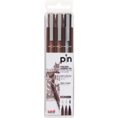 Uni Pin 3 pcs black/sepia fiber tip pen set
