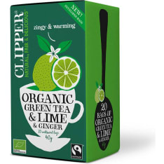 Clipper Lime & Ginger Flavoured Organic and Fairtrade Green Tea 40g / 20  unbleached bags