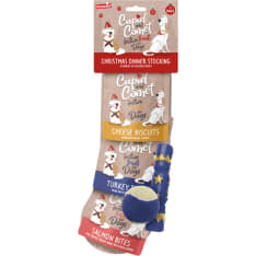 Rosewood Christmas treat stocking for dogs 3x40g treats + 2 toys