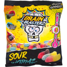 Brain Blasterz Sour Wormz kirpeä makeissekoitus 100 g karkkipussi