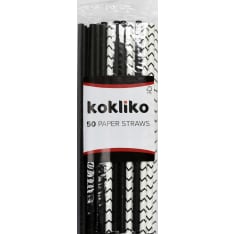 Paper straw black & white 50 pcs