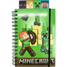 Minecraft A5 spiral-bound notebook and bookmarks