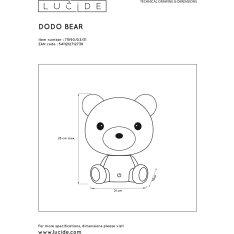 Lucide Dodo Bear LED lasten pöytävalaisin