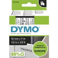 DYMO D1 12 mm x 7 m musta teksti kirkkaalla pohjalla tarrakirjoitinteippi