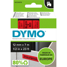 DYMO® D1® 12mm x 7m musta punaisella tarrateippi