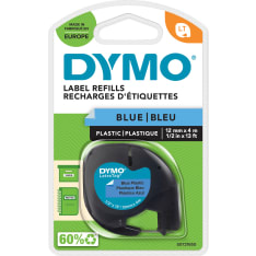 DYMO® LetraTag® Tape Plastic 12mm x 4m black on blue