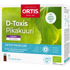 D-Toxis Detox Pikakuuri Vadelma 7x15 ml luomu ravintolisä