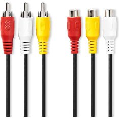 Nedis CVGP24305BK50 3x RCA uros-3x RCA naaras 5.00 m Komposiittivideokaapeli