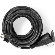 Nedis grounded 20m IP44 black extension cord