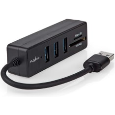 Nedis 3-porttinen USB-hubi muistikortinlukijalla
