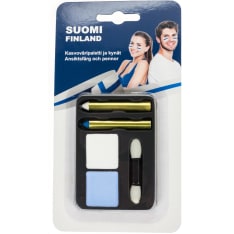 Face color palette and pencils in Finland