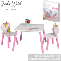 Judy Wild Sweet Unicorn lasten pöytä ja kaksi tuolia