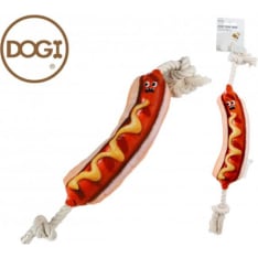 Dogi Hotdog on rope pet plush toy