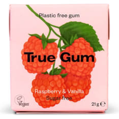 True Gum Vadelma-vanilja 21g muoviton ksylitolipurukumi