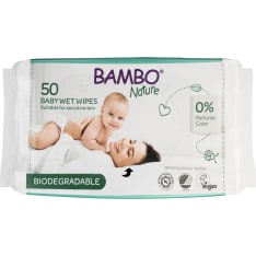 Bambo Nature 20x17 cm 50 kpl biohajoava kosteuspyyhe