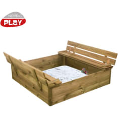 Nordic Play 120 x 120 cm hiekkalaatikko kanneksi taittuvilla penkeillä, mänty, sisältää 240 kg hiekkaa