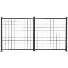 Hortus 2 paneelia säleikköä 100 x 100 cm, 3 kpl 108cm alumiinitolppaa, musta metalliverkkoaita