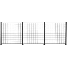 Hortus 3 paneelia säleikköä 100 x 100 cm, 4 kpl 108cm alumiinitolppaa, musta metalliverkkoaita
