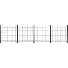 Hortus 4 paneelia säleikköä 100 x 100 cm, 5 kpl 108cm alumiinitolppaa, musta metalliverkkoaita