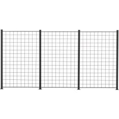Hortus 3 paneelia säleikköä 150 x 100 cm, 4 kpl 158cm alumiinitolppaa, musta metalliverkkoaita