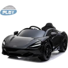 Nordic Play McLaren 720S 12V kumipintaisilla renkailla ja nahkaistuimella, musta sähköauto