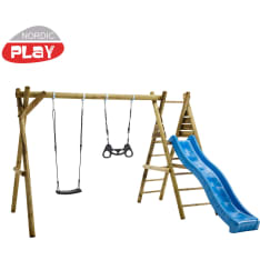 Nordic Play Active keinuistuimella, trapetsikeinulla ja liukumäellä keinuteline