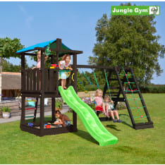 Jungle Gym Hut  leikkitorni ja Climb Module Xtra sekä liukumäki