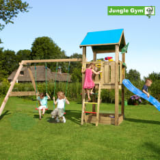 Jungle Gym Castle leikkitorni ja Swing Module Xtra sekä liukumäki