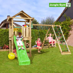 Jungle Gym House leikkitorni ja Climb Module Xtra sekä liukumäki