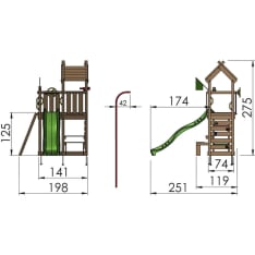 Jungle Gym Teepee, keltainen liukumäki, leikkitorni
