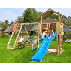 Jungle Gym Chalet 2.1, Climb Module Xtra sininen liukumäki, leikkitorni