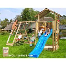 Jungle Gym Chalet 2.1, 2-Climb Module 220, sininen liukumäki, leikkitorni