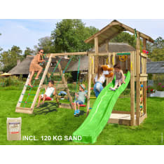 Jungle Gym Chalet 2.1, 2-Climb Module 220, vihreä liukumäki, leikkitorni