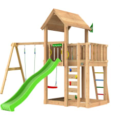 Jungle Gym Mansion 2.1, Swing Module, green slide, play tower