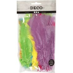 Feathers, assorted colours, L: 11-17 cm, 18 bundle/ 1 pack